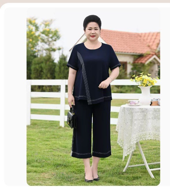 Bộ Đồ Trung Niên Lịch Sự Cho Mẹ Béo AB51 - Hàng Quảng Châu Cao Cấp