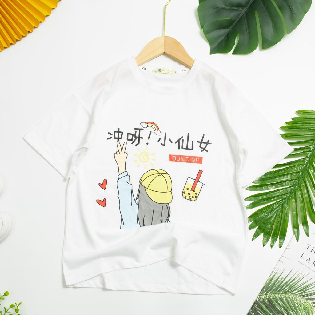 Áo Cotton Bé Gái In Hình Cô Gái ABG2301 Thương Hiệu Litibaby Size 12-18, Cho Bạn 34-54kg