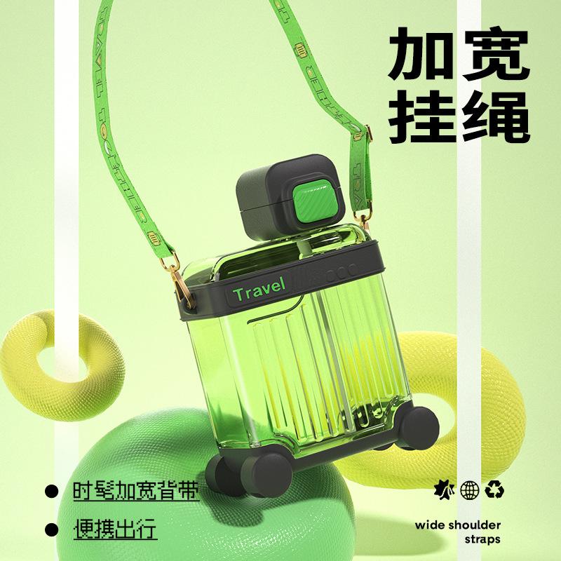 Giao Hàng Nhanh Mới Vali Phong Cách Cốc Nhựa Hoạt Hình Dễ Thương Sinh Viên Ống Hút Ngoài Trời Cốc Di Động Ngoài Trời Cốc Nước Bằng Nhựa