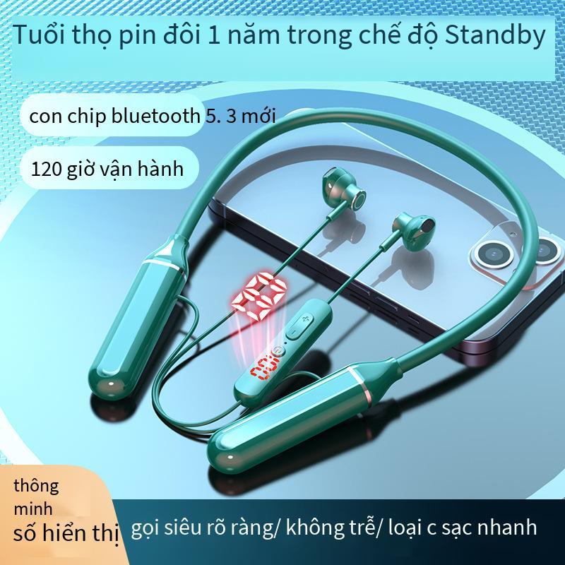 Kiểu tai nghe đeo cổ mới nhất, kiểu bùng nổ mới có thể cắm vào, màn hình kỹ thuật số, thể thao không dây, thời lượng pin chờ cực dài, tai nghe Bluetooth