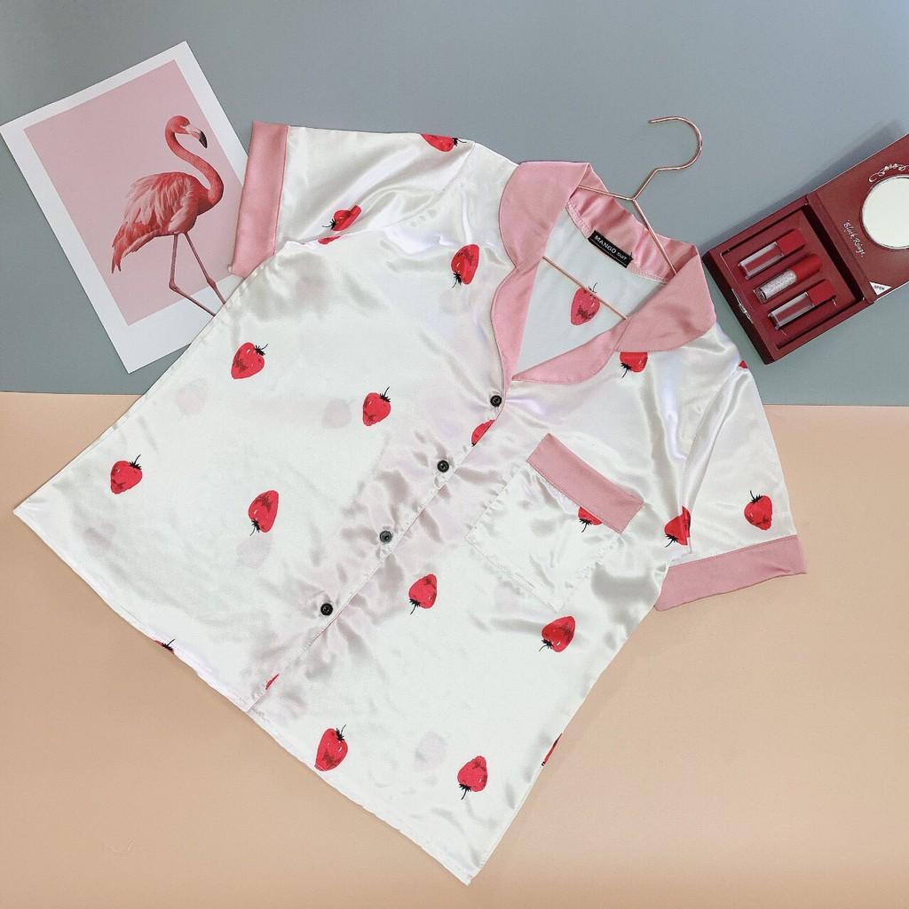 Set bộ pizama satin lụa trái tim