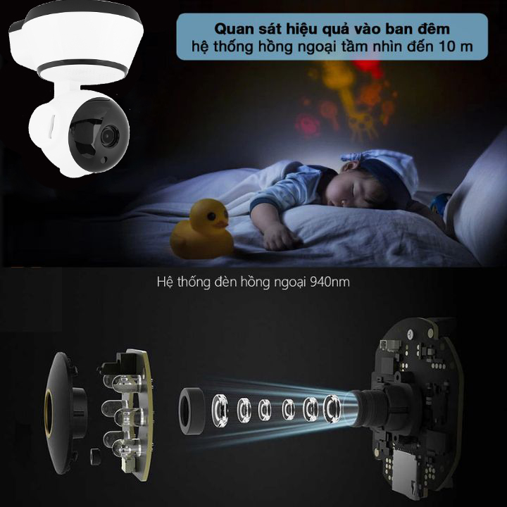 Camera giám sát v380 Pro FullHD 1080P Xoay 360 độ kết nối wifi xem từ xa qua điện thoại - CCTV hồng ngoại ban đêm - cảnh báo chuyển động  - Đàm thoại hai chiều - Xem lại - Cài đặt đơn giản.