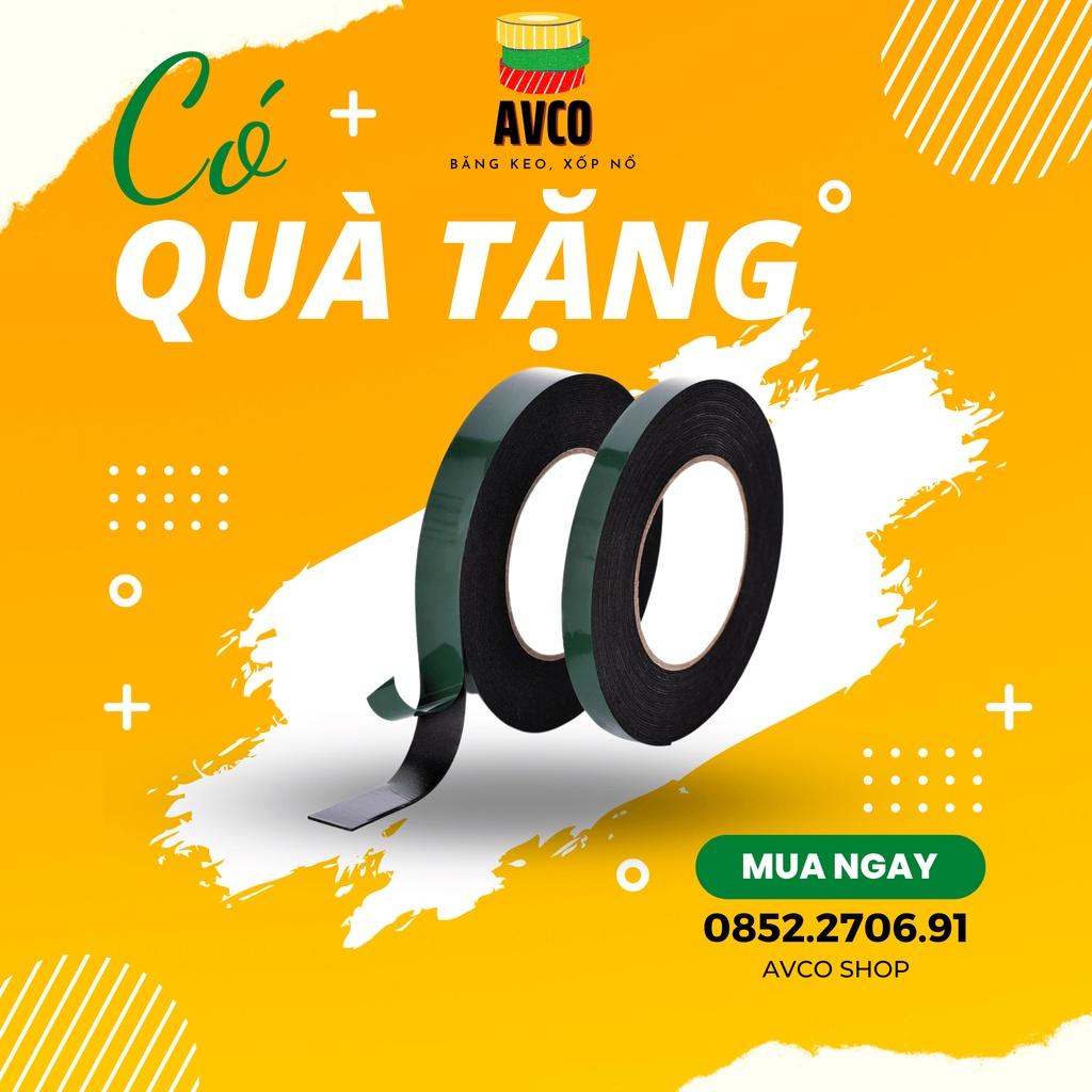 Băng dính xốp siêu dính, chịu nhiệt dùng dán thảm, xốp cách nhiệt 2 mặt dính xanh đen 20mm AVCO