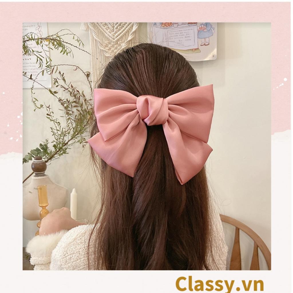 Kẹp tóc đính nơ thời trang ngọt ngào phong cách hàn quốc dành cho nữ Classy chất liệu satin PK249