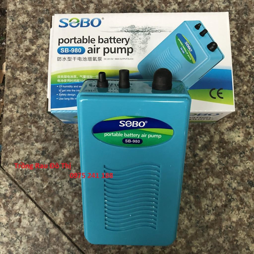 Máy sủi khí oxy chạy pin SB-980, thuận tiện sử dụng khi mất điện
