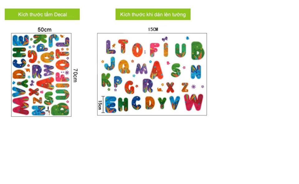 Decal dán tường Chữ cái sắc màu 2 - HP480