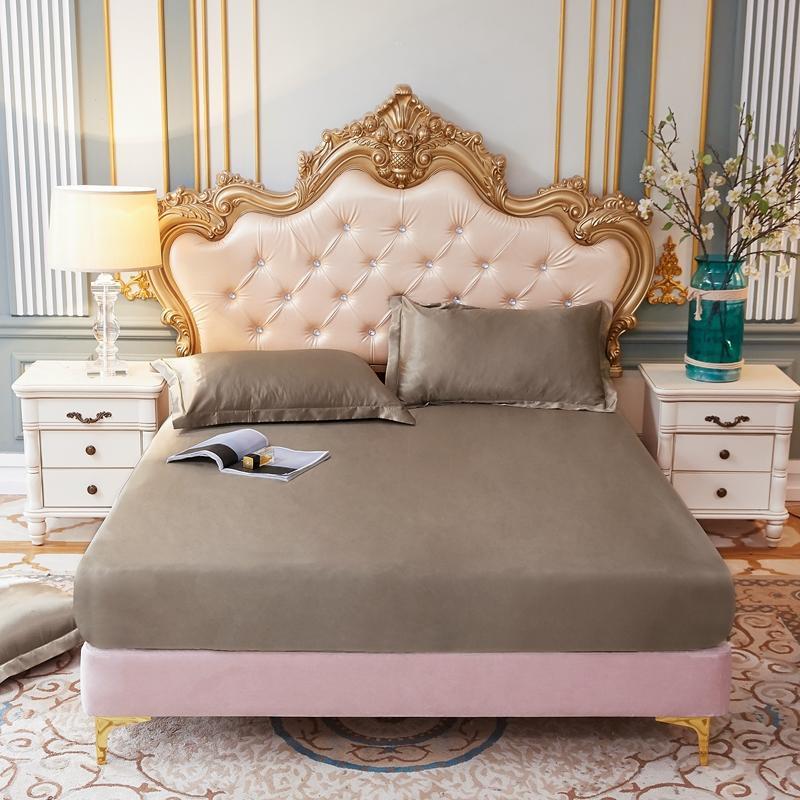 Trang Bị Bedsheet Lụa Satin Bọc Nệm Bộ Sabanas Satin Ga Giường Mềm Mịn Thoáng Mát Trang Bị Giường