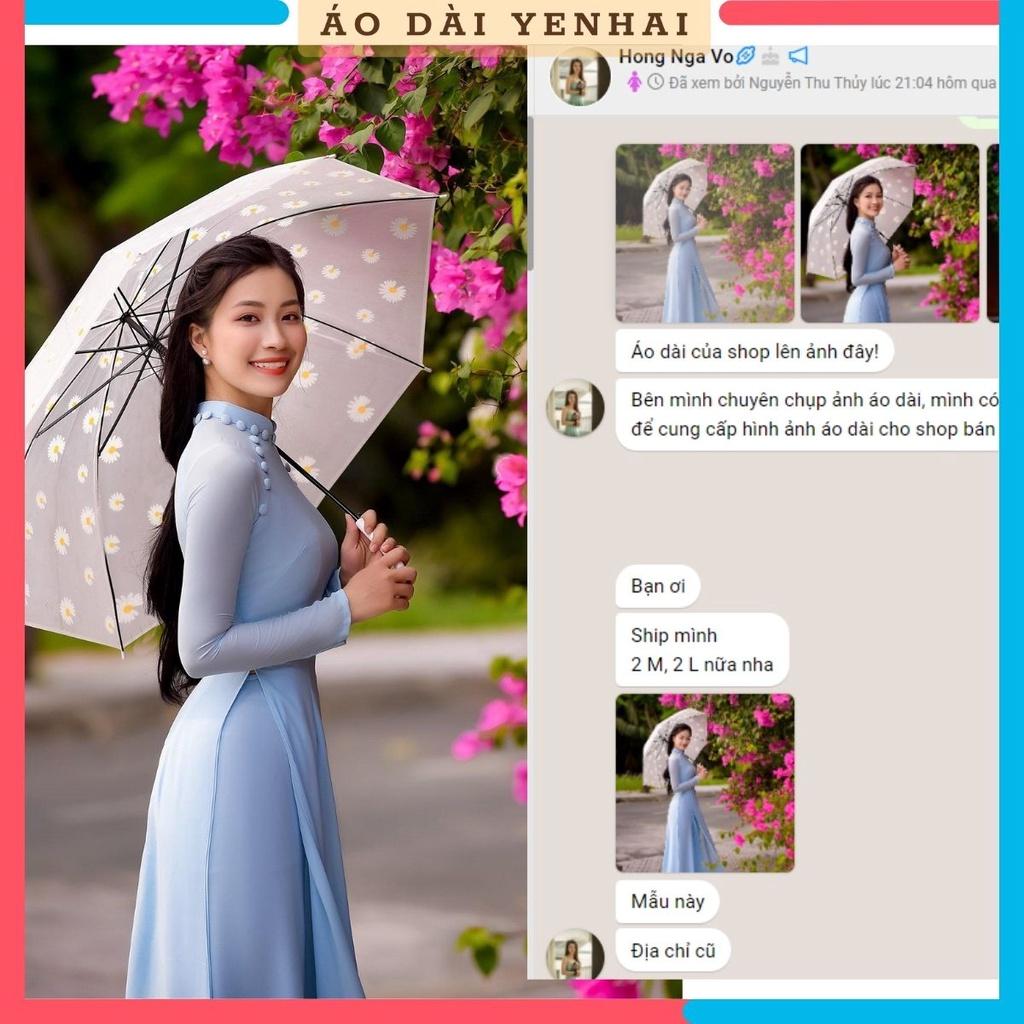Áo dài truyền thống 4 tà thiết kế cúc bọc lụa cao cấp màu xanh ngọc |