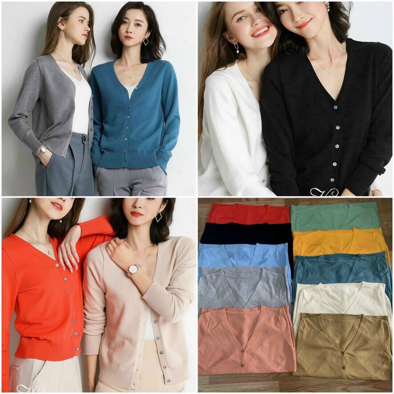 Áo Khoác Len Cardigan Nữ Kiểu Dáng Basic, Chất Len Mềm Mịn Siêu Đẹp - Tặng 1 cột tóc quả bơ