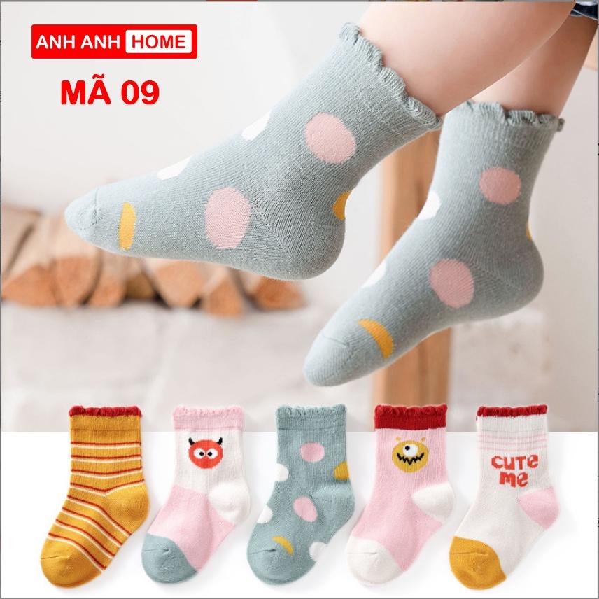 Set 5 đôi Tất Cho Bé - Tất Trẻ Em Chất Cotton Hàng Xuất Khẩu- Anhanhkids, Anhanhhome - Mã 02