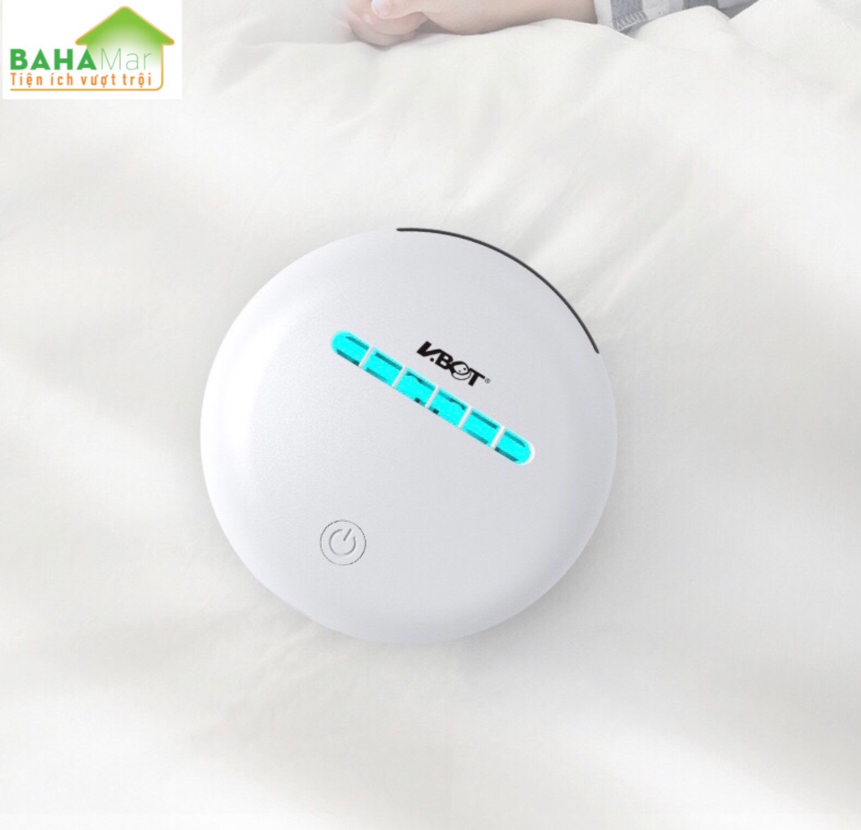 ROBOT KHỬ TRÙNG VI KHUẨN CHO CHĂN ĐỆM, ĐỒ DÙNG, ĐỒ CHƠI BẰNG TIA UV &quot;BAHAMAR&quot; có thể khử trùng và giết chết 99.9% vi khuẩn. Cảm Biến thông minh giúp Robot sẽ không bao giờ bị kẹt trong giường hoặc rơi khỏi giường