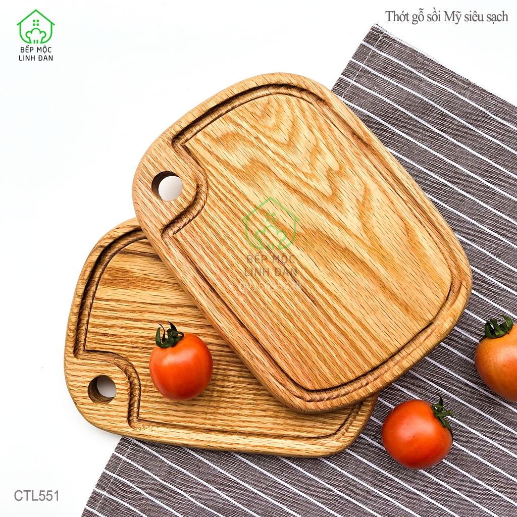 Khay/thớt gỗ sồi Mỹ siêu sạch_Kiểu dáng siêu xinh (16cm x 22cm)