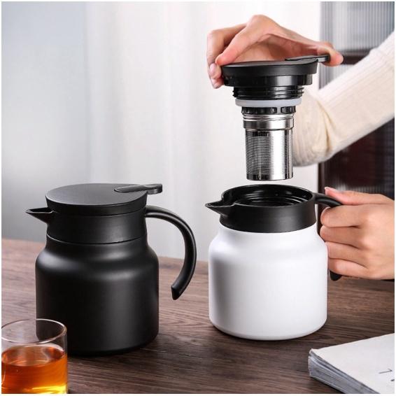 Bình Pha Trà Giữ Nhiệt 800ml /1000ml, Ấm Pha Trà Inox Có Lõi Lọc Cao Cấp Sang Trọng