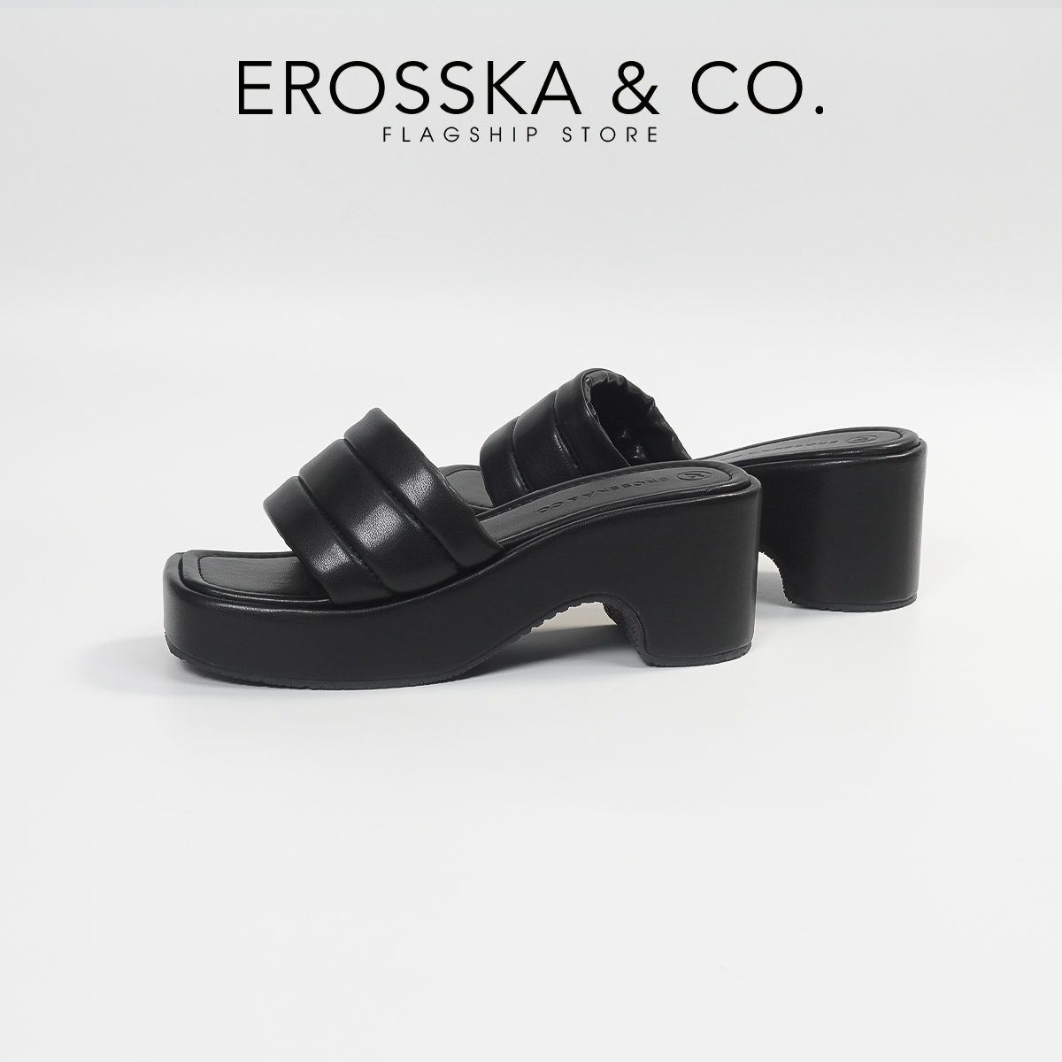 Erosska - Dép nữ đế xuồng dày quai ngang cao 7cm - SB023