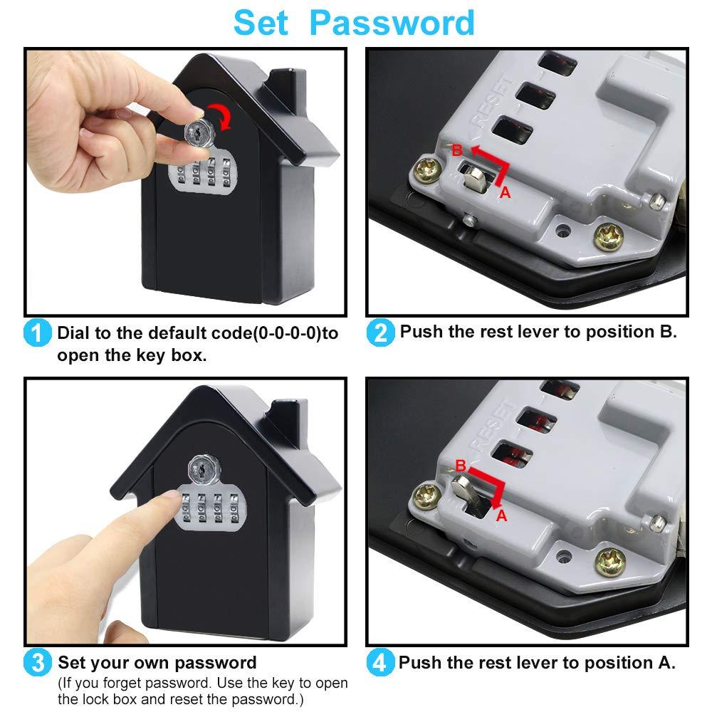 Hộp Key Wall Key với mã kỹ thuật số / Khóa khẩn cấp, Kích thước hộp an toàn lớn XL Phím bên ngoài cho nhà, bàn, nhà máy, nhà để xe