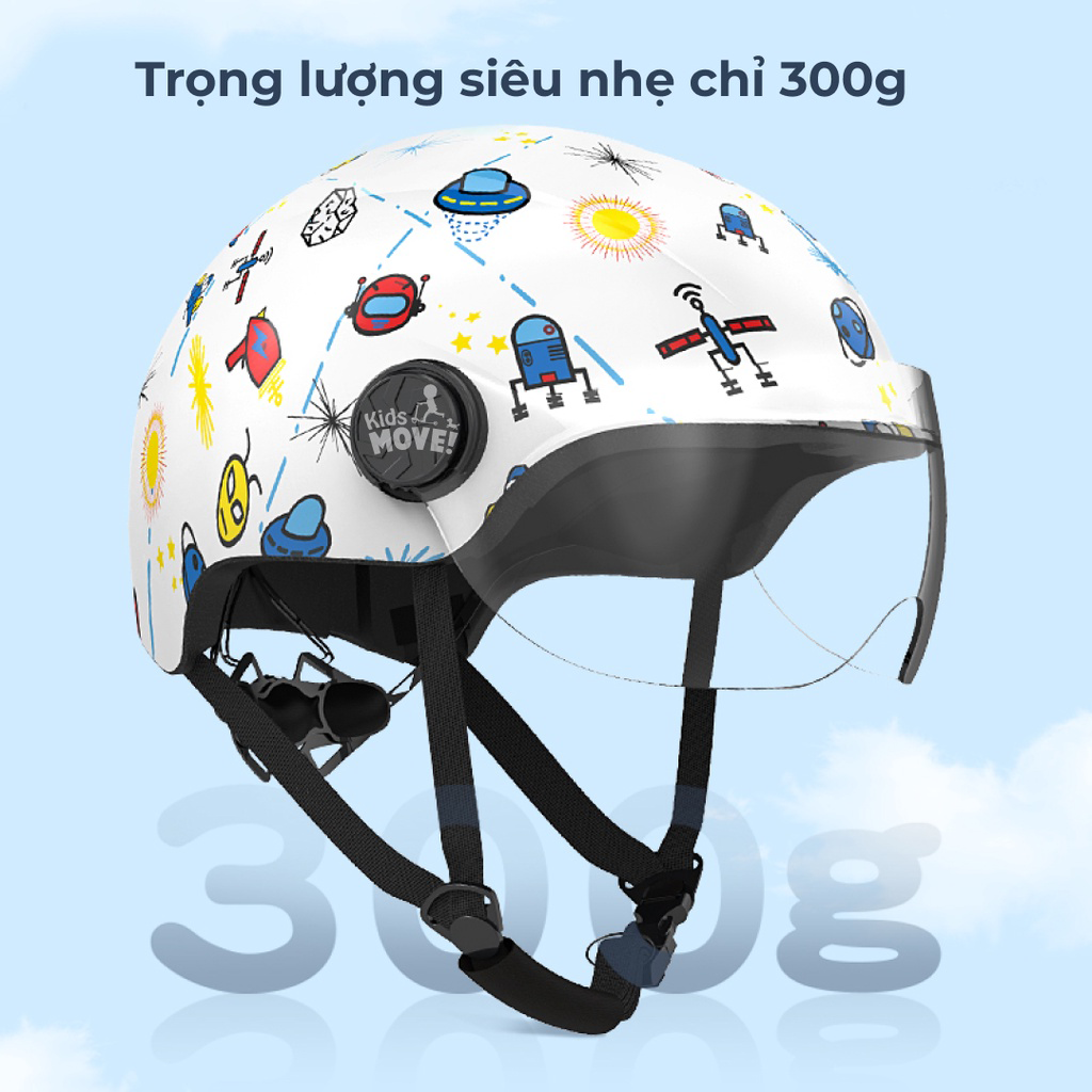 Nón bảo hiểm trẻ em TS21 có kính siêu nhẹ bảo vệ cột sống cổ cho trẻ và chống sốc cực tốt