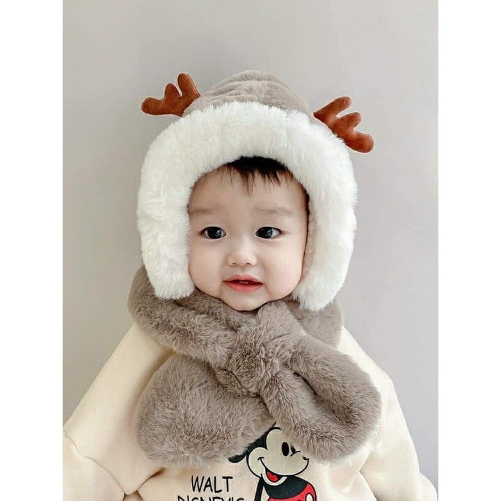 Mũ lông cừu mềm mại gắn sừng cực đáng yêu cho bé từ 3-8 tuổi, nón lông cừu siêu mềm và ấm cho bé