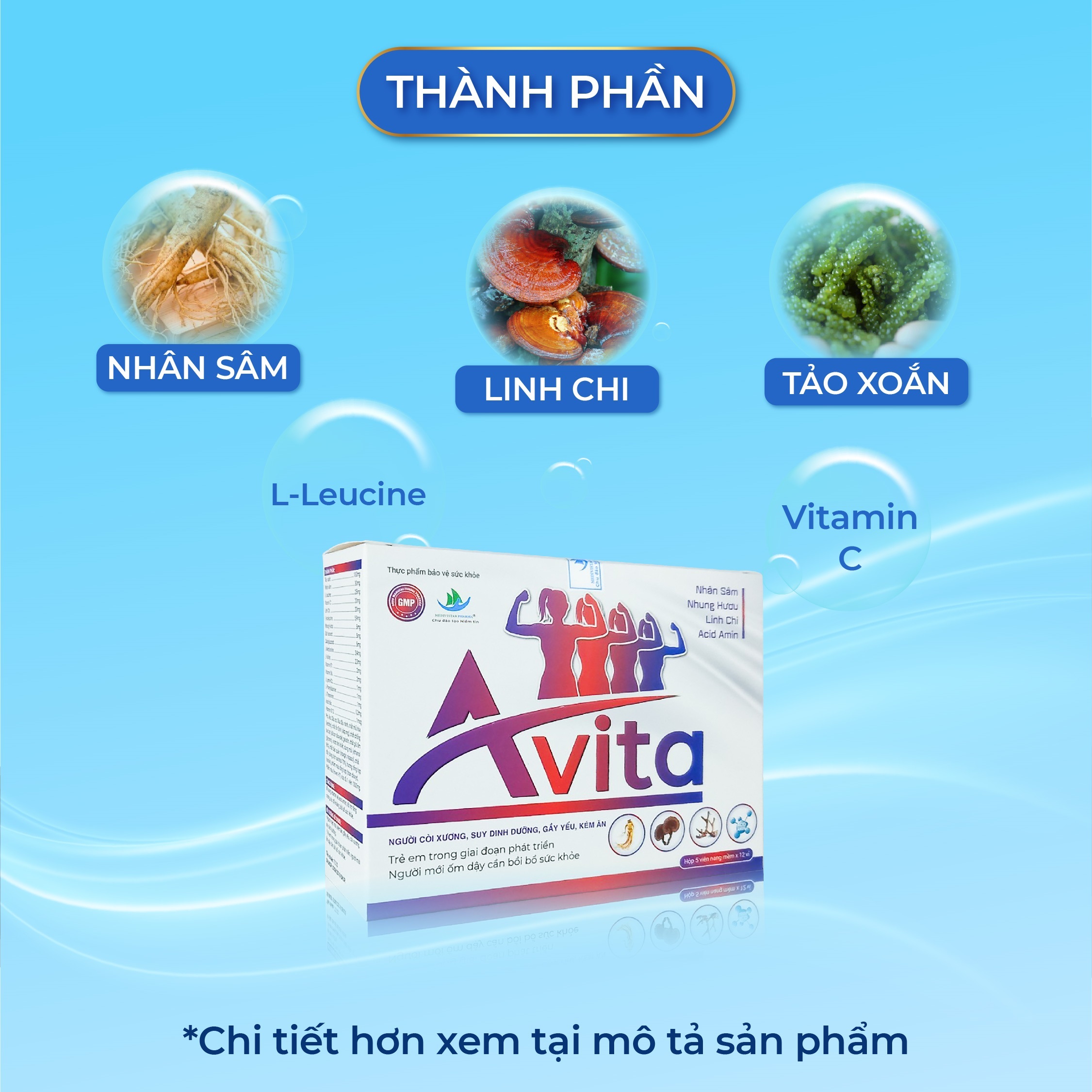 Combo 3 Hộp Viên Uống Tăng Cân AVITA Dành Cho Người Gầy Giúp Nâng Cao Thể Trạng, Tăng Cường Sức Khỏe, Bồi Bổ Cơ Thể 60 Viên/Hộp