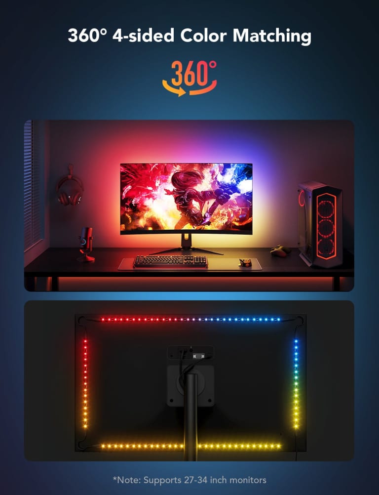 Dây đèn LED trang trí hỗ trợ trải nghiệm chơi game Govee Gaming Light Strip G1 H6609 | 27″- 34″ PCs