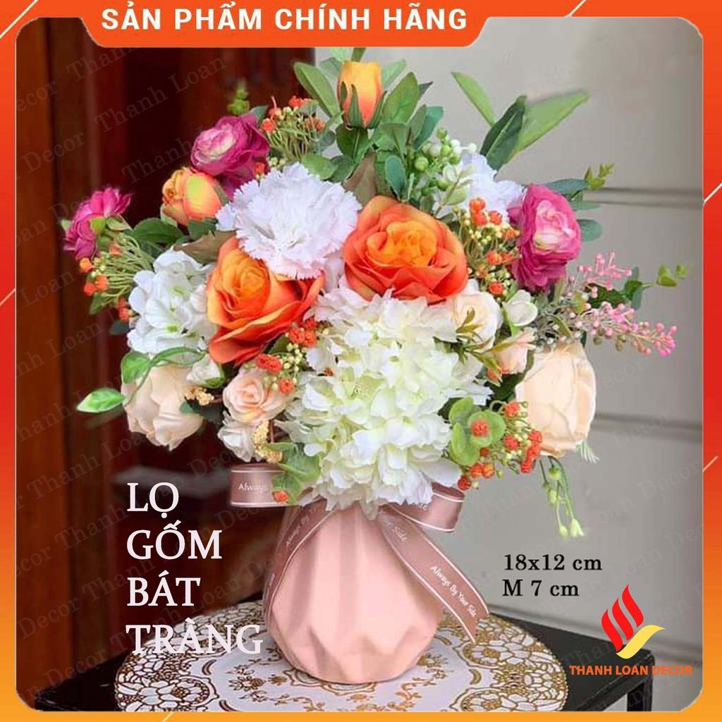 Lọ hoa gốm sứ Bát Tràng cỡ nhỏ 18 cm - Bình hoa để bàn xinh xắn - Decor trang trí Nhiều màu (không bao gồm hoa)