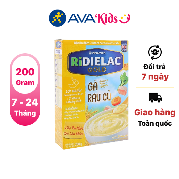 Bột ăn dặm Ridielac Gold gà rau củ hộp 200g (7 - 24 tháng)