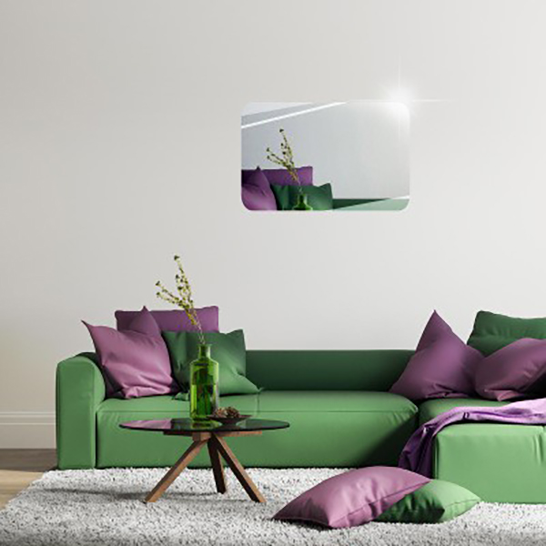 Gương Dán Tường Hình Chữ Nhật Soi Toàn Thân Gương Nhà Tắm Phòng Khách 3D Siêu Rõ Nét Kích Thước 42 x 27cm