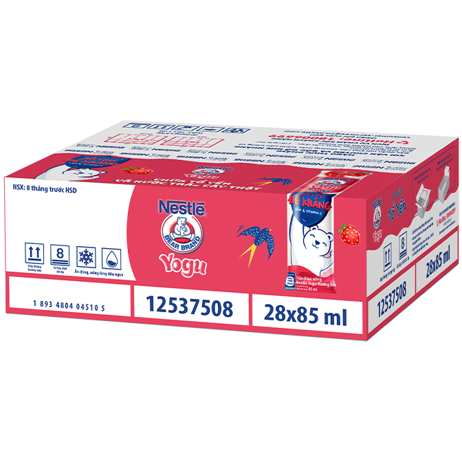 Thùng 28 gói Sữa chua Tổ Yến Nestlé Yogu Gấu Hương Dâu 28x75ml