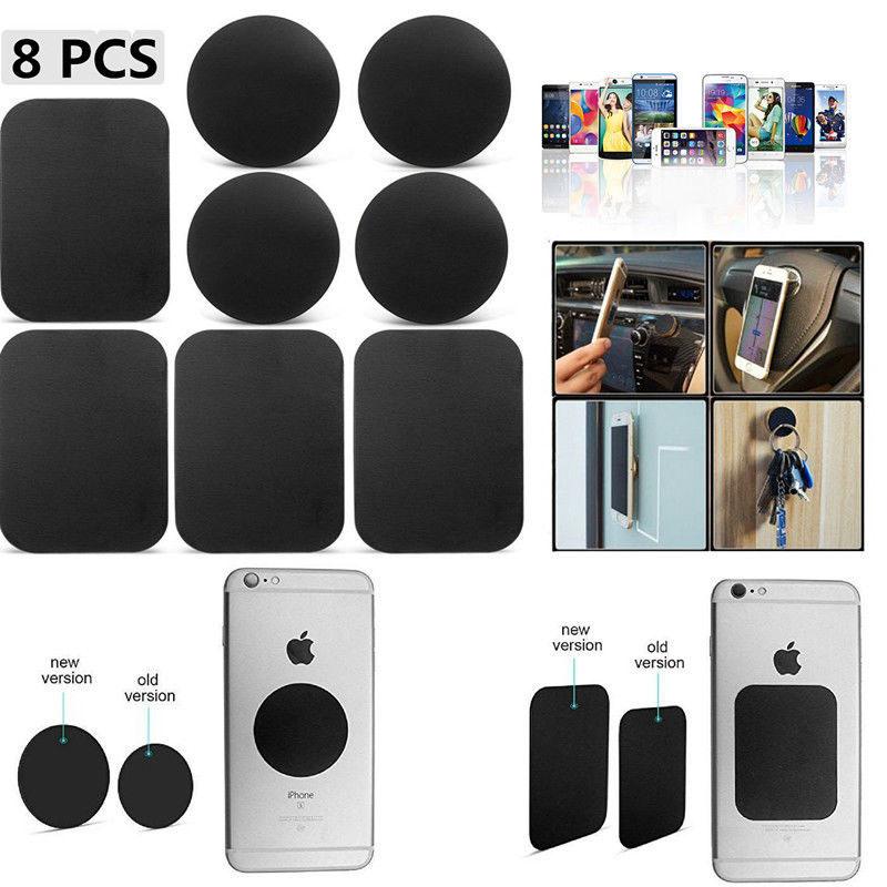 8 Pcs Magnetic Metal Plates Sticker for Smart Phones Matte Black