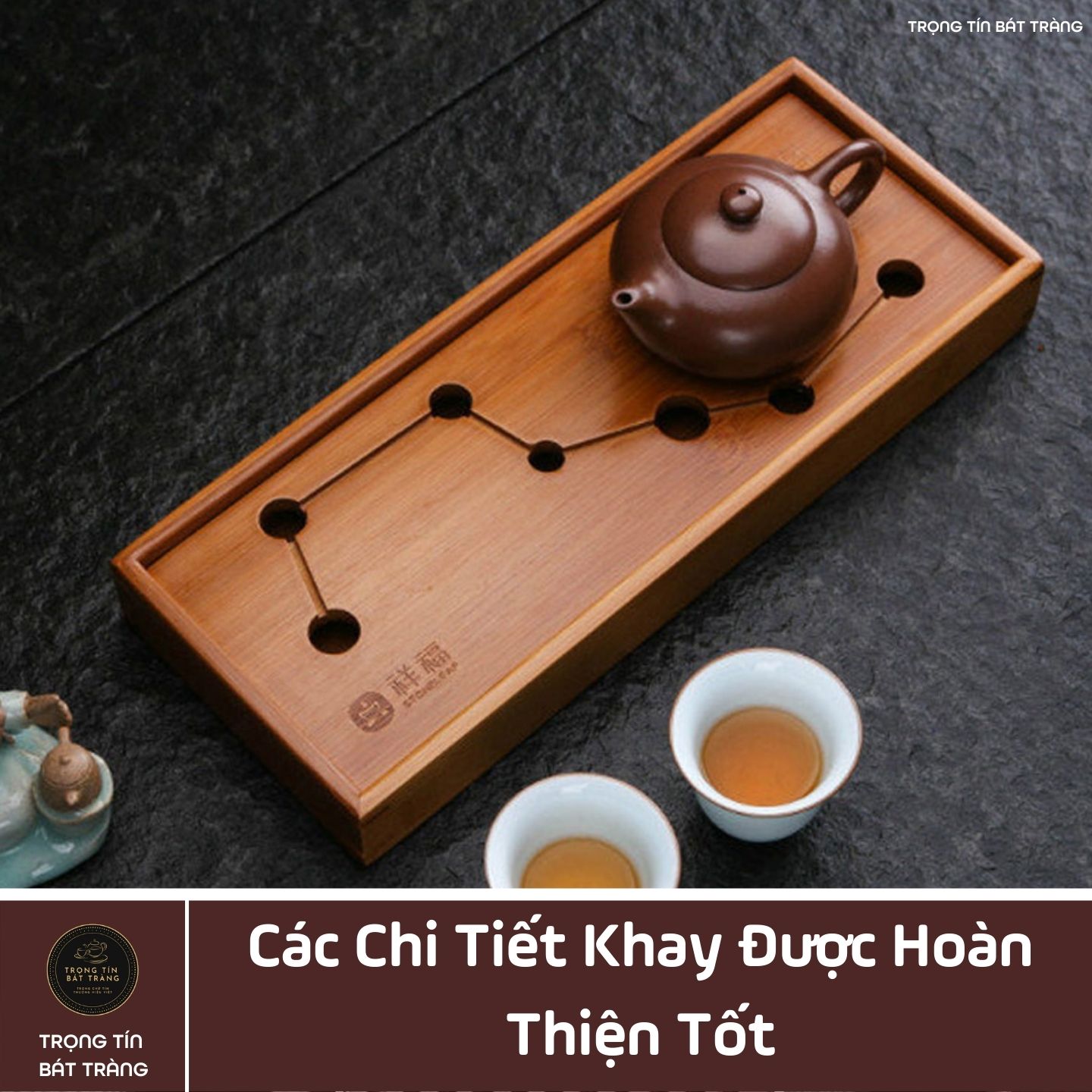 KT 45 Khay Trà Tre Cao Cấp Zích Zắc  Kích Thước 30*12*3.5