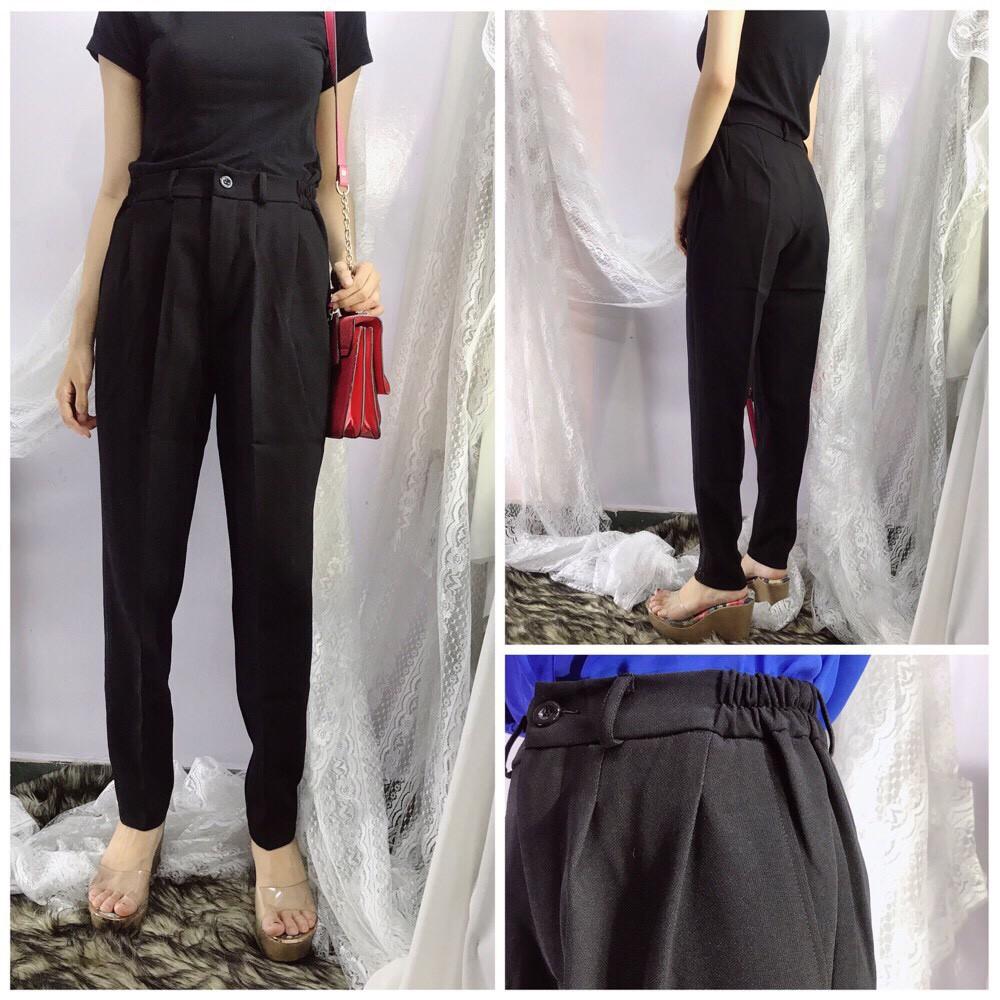Quần baggy nữ lưng thun chất vải tuyết mưa form chuẩn lưng cao có bigsize
