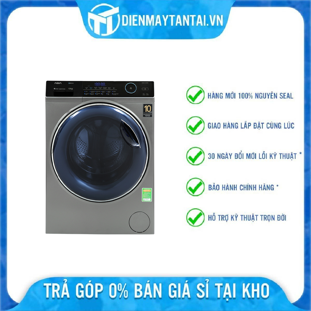 Máy giặt Aqua Inverter 12 kg AQD-A1200H PS - HÀNG CHÍNH HÃNG