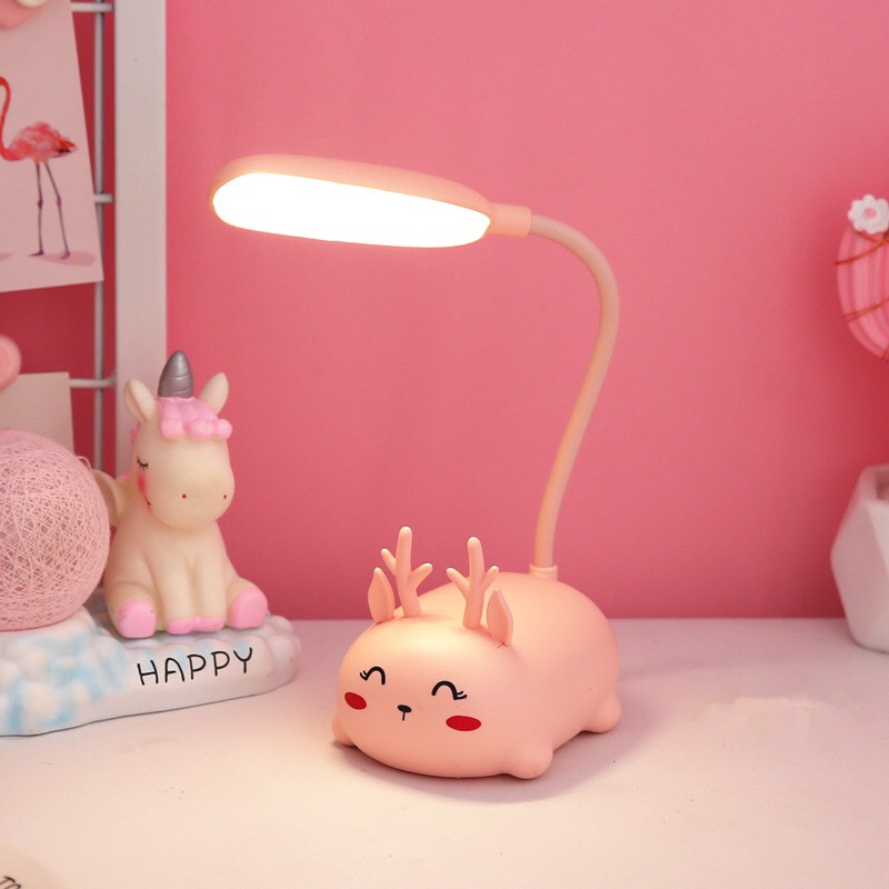 Bộ Đèn Led Để Bàn Mini Có Thể Gập Xoay 360 Độ Hình Thú  - Tặng 1 cột tóc quả bơ