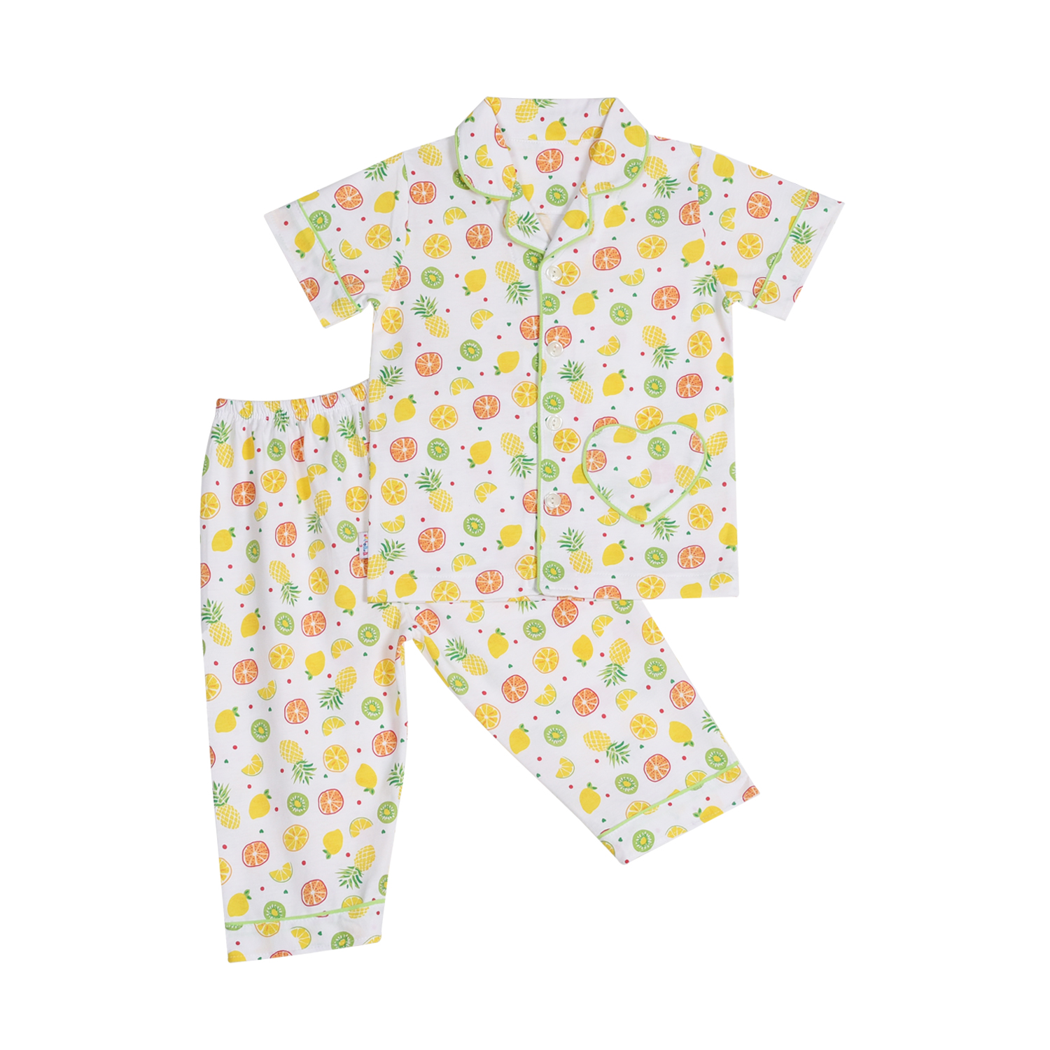 BỘ PYJAMAS TAY NGẮN BÉ GÁI 1149- HELLO BB (Họa tiết và viền màu ngẫu nhiên)