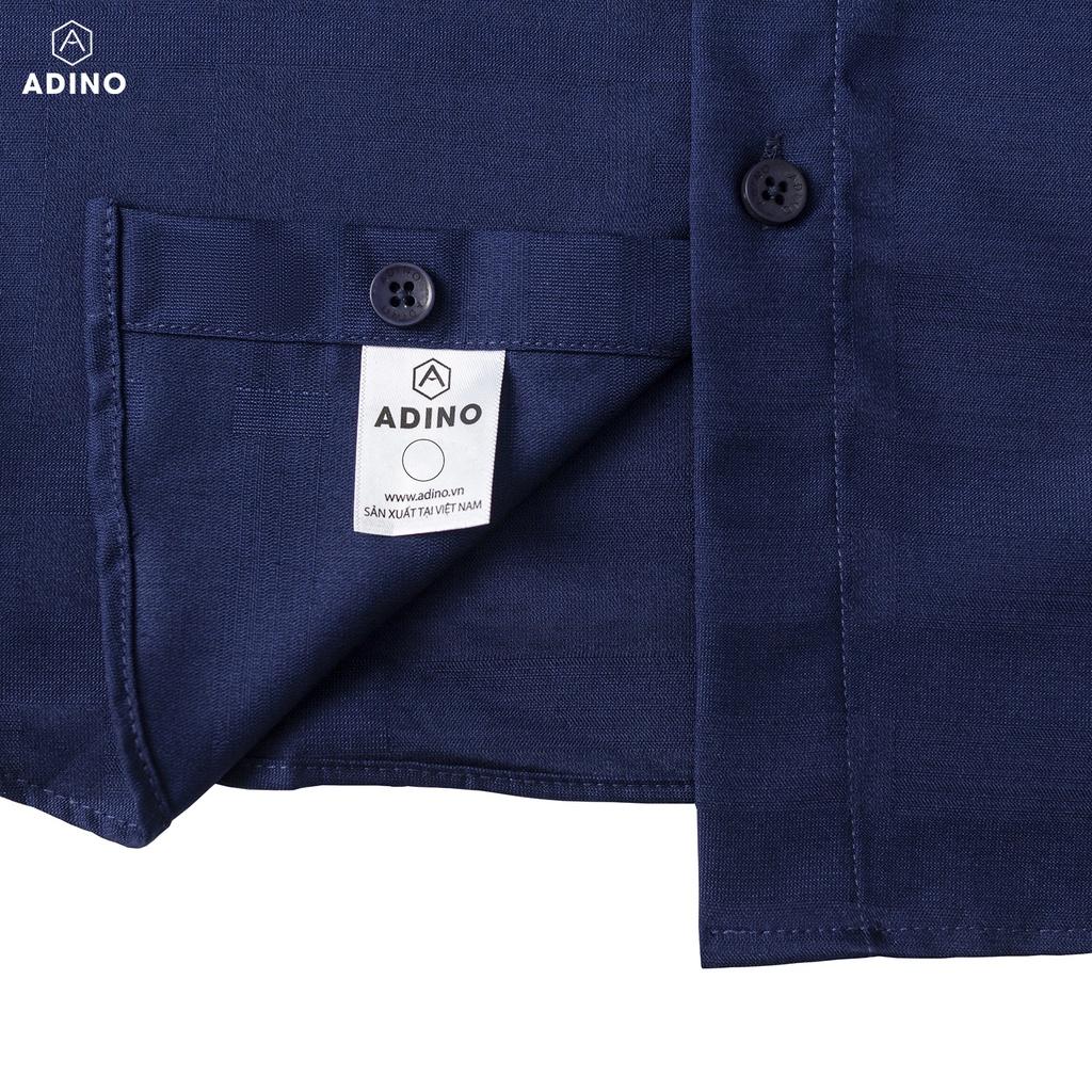 Áo sơ mi nam ngắn tay kẻ sọc caro màu xanh navy ADINO vải sợi tre Bamboo mềm mịn mát dáng slimfit công sở trẻ trung CT93