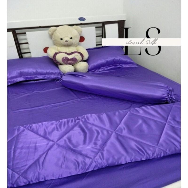 Ga Giường Drap Lẻ Phi Lụa Lavish Silk cao cấp mát lạnh hàng loại 1 không nối vải - Tím Hoa Cà
