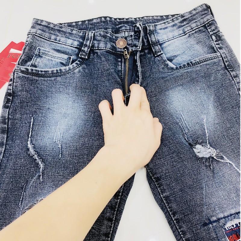 Quần Rin Dài Nam Wash Rách Cá Tính Xám Đen Thời Trang Body Tôn Dáng Quần Jean Denim Co Dãn