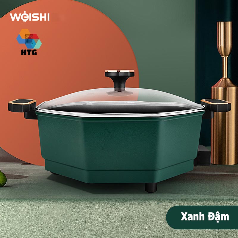 Nồi lẩu điện Weishi SDO-010, dung tích lớn 6 Lít sử dụng gia đình 6-8 người, thiết kế bát giác thế hệ mới chống tràn nồi, hàng chính hãng