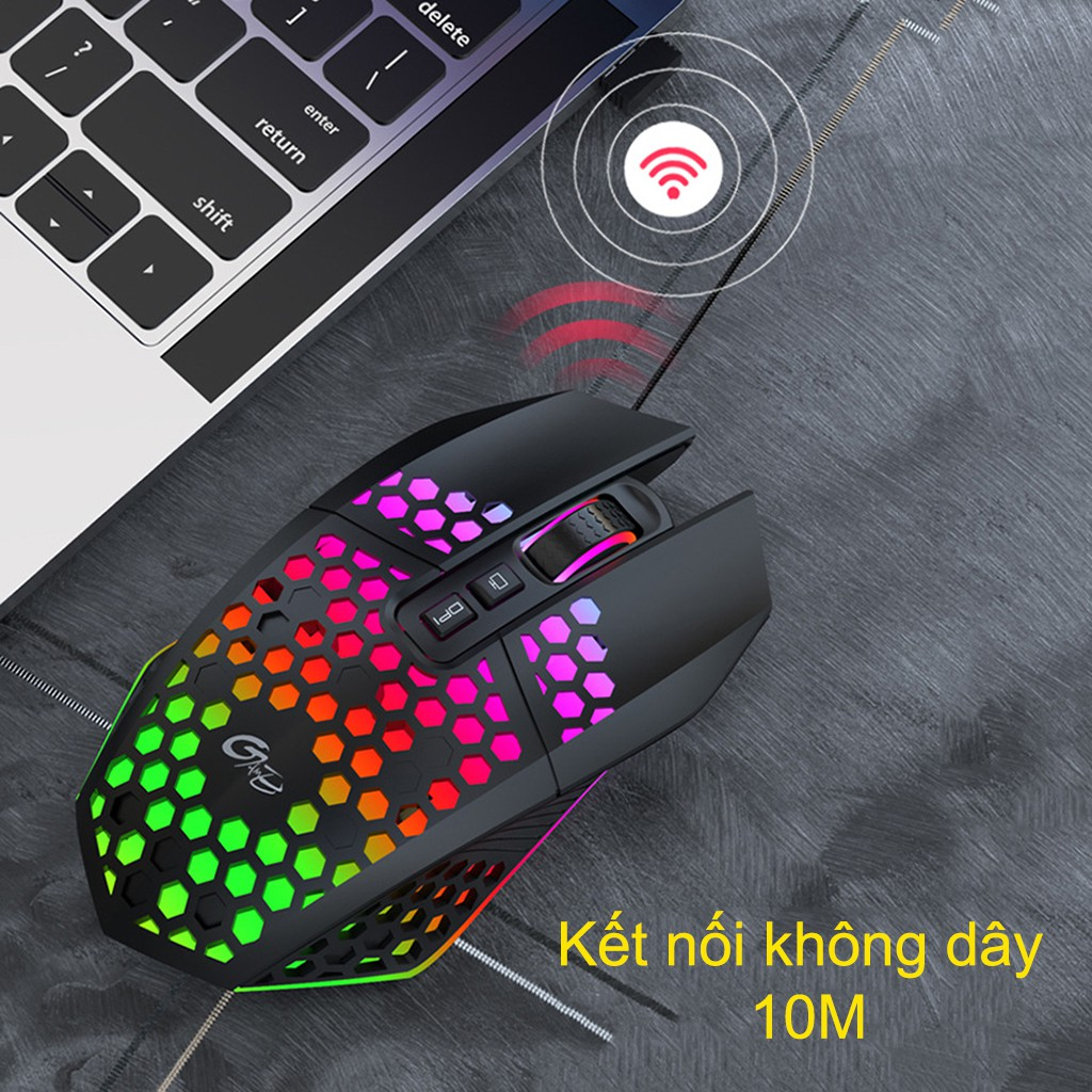 Chuột không dây chơi game PIXLINK X801 thiết kế độc lạ Led RGB đổi màu click chống ồn DPI 1600 - Hàng chính hãng/ Hàng nhập khẩu