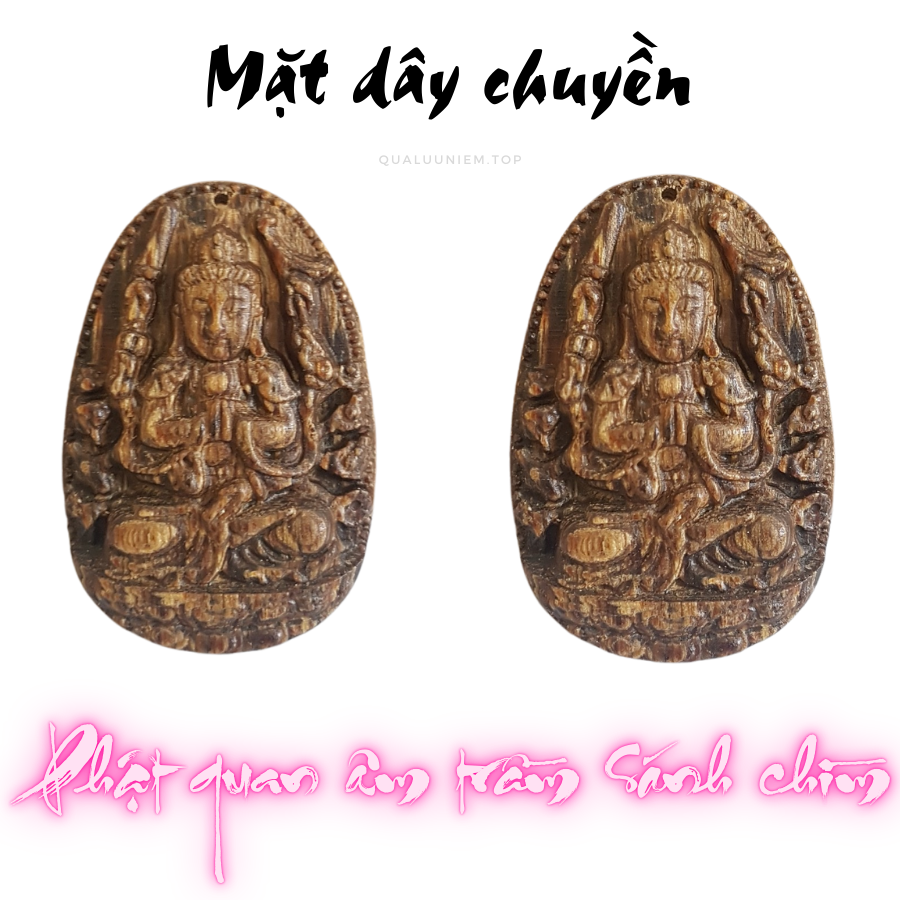 Mặt dây chuyền trầm sánh chìm phật bản mệnh tuổi tý - Quan âm thiên thủ thiên nhãn bồ tát