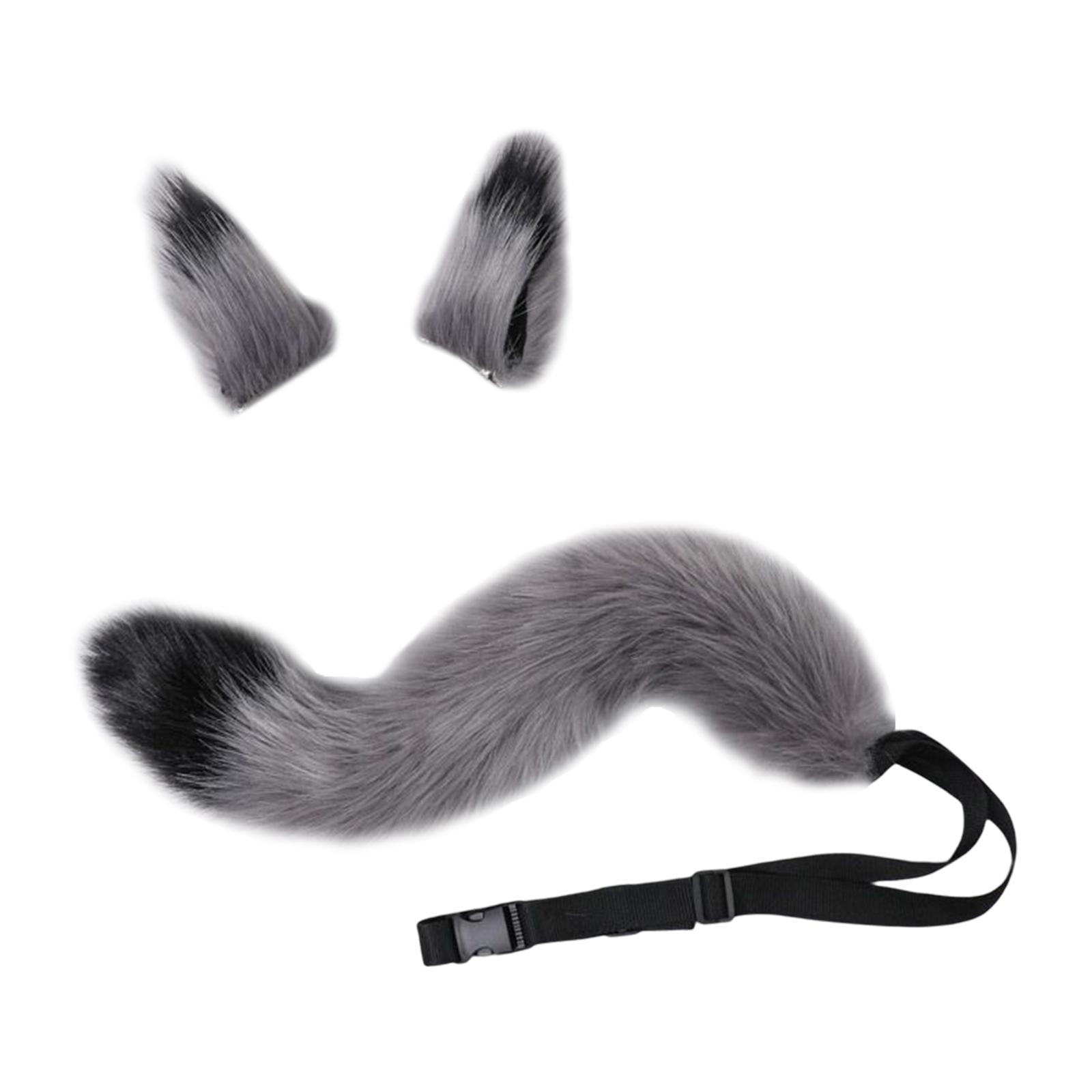 2Pcs Faux Wolf Ears Tail Cosplay Set for Party Decor
