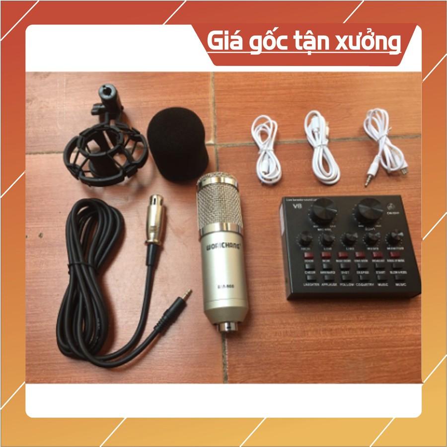 bộ livestream THU ÂM SOUND CARD V8 mic BM900 bluetooth có AUTOTUNE