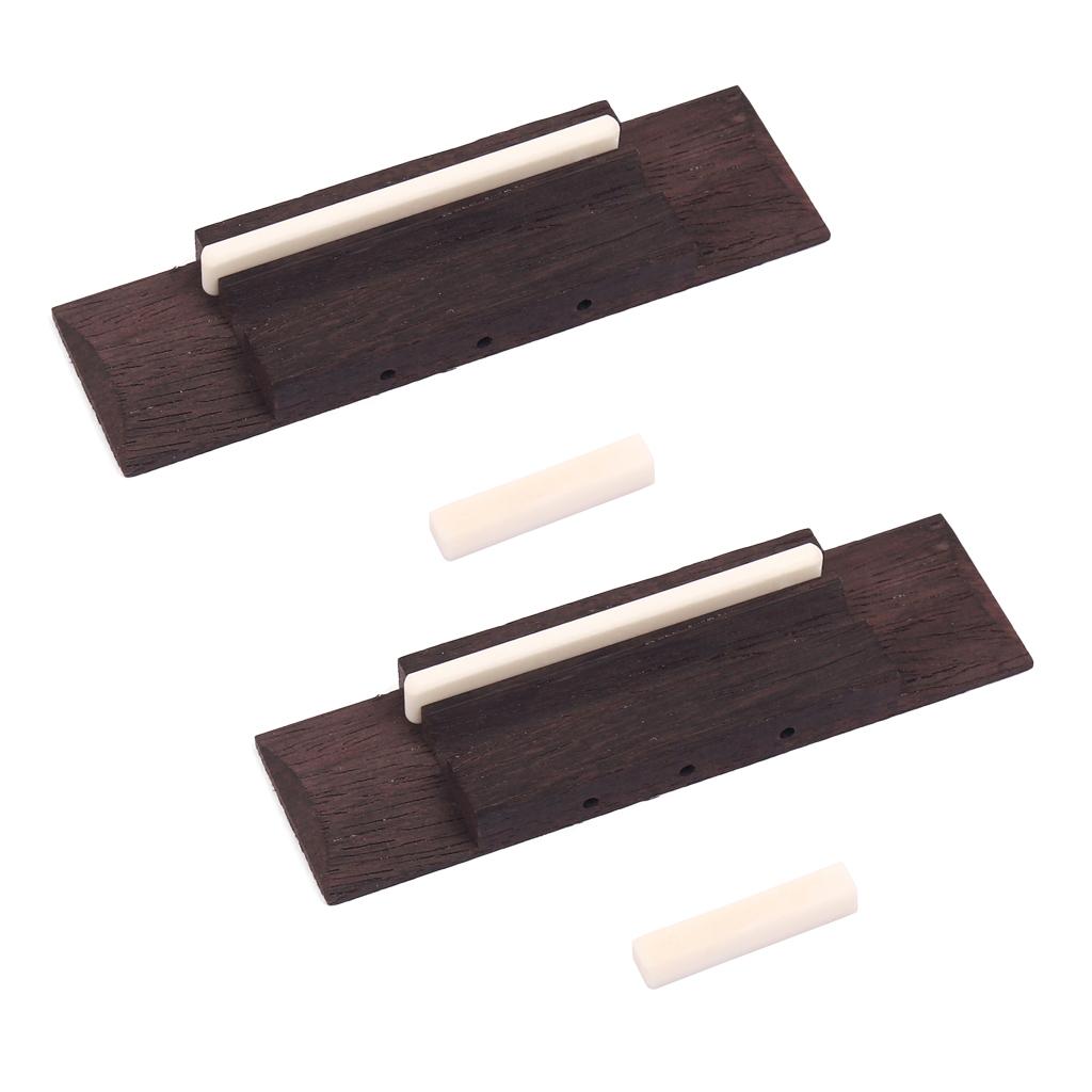 2 Pieces Rosewood Bridge with Bone Saddle And Nut for 3 String CIGAR Guitar