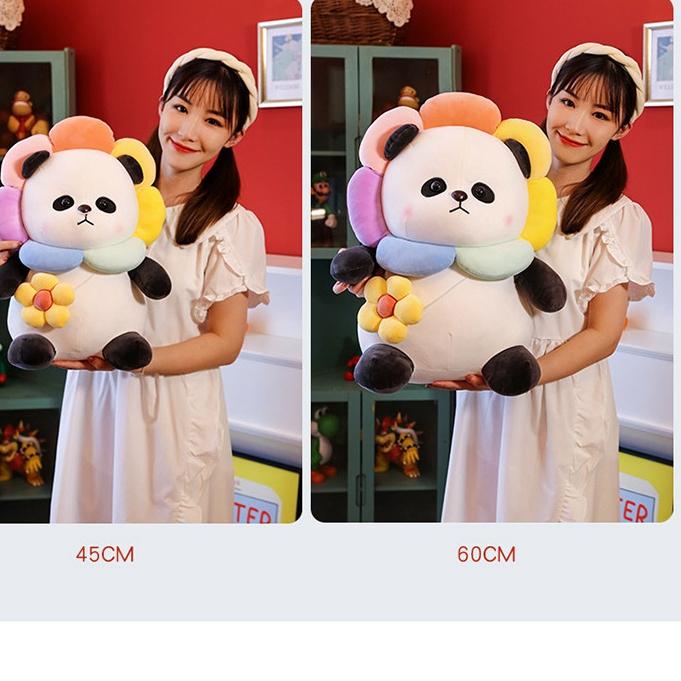 Gấu bông gấu trúc bông hoa đáng yêu, Gấu mặt hoa siêu cute