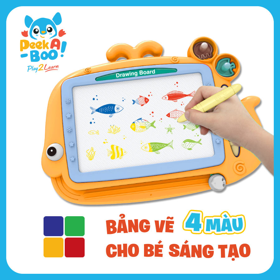 Đồ Chơi PEEK A BOO Bảng Vẽ Nam Châm Cho Bé - Cá Voi Cam Đáng Yêu PAB029