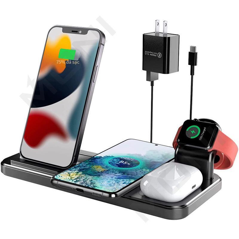 Nguồn cung cấp thuận lợi nhất cho điện thoại di động sạc nhanh sạc không dây Bộ sạc không dây điện thoại di động đa chức năng bốn trong một