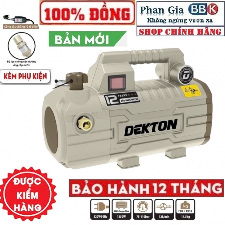 Máy Rửa Xe Có Chỉnh Áp DEKTON CWR2200VTG - Công Suất 790W - Màu BE Cổ Điển – Siêu Tiết Kiệm Nước