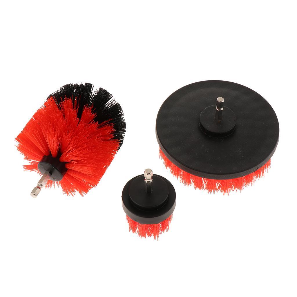 3 Pieces Drill Brush Attachment Set Cleaning Power Scrubber Scrub Tile Grout 2.5, 3.5, 5 inch