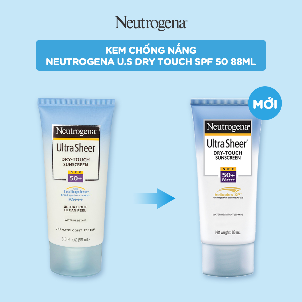 Kem Chống Nắng Mỏng Nhẹ Neutrogena U.S Dry Touch SPF 50 88ml