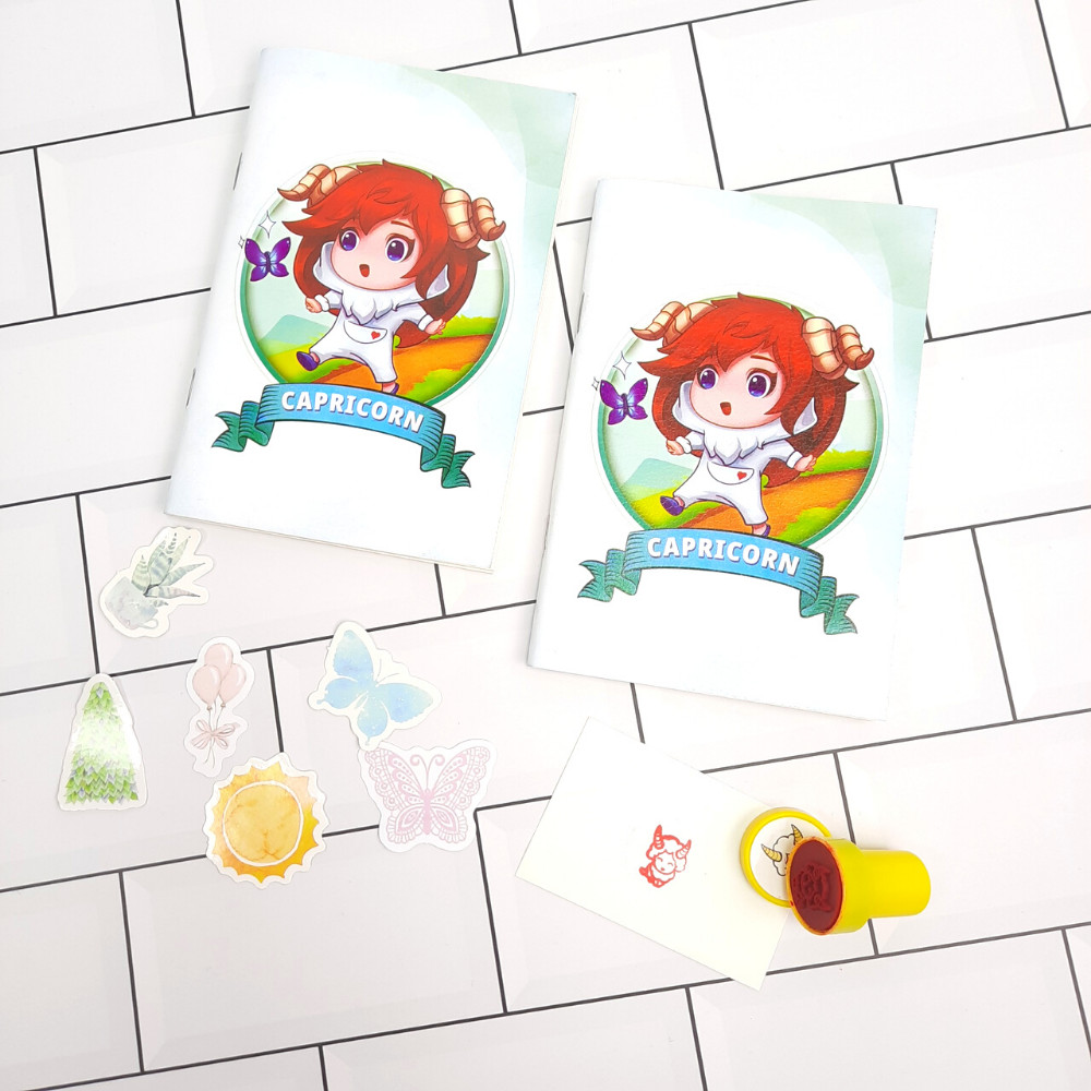 Bộ Sưu Tập Cá Tính Cung Hoàng Đạo Gồm 2 Sổ Tay Và 1 Con Dấu Tặng Kèm 6 Sticker Mini Mẫu Ngẫu Nhiên - Ma Kết