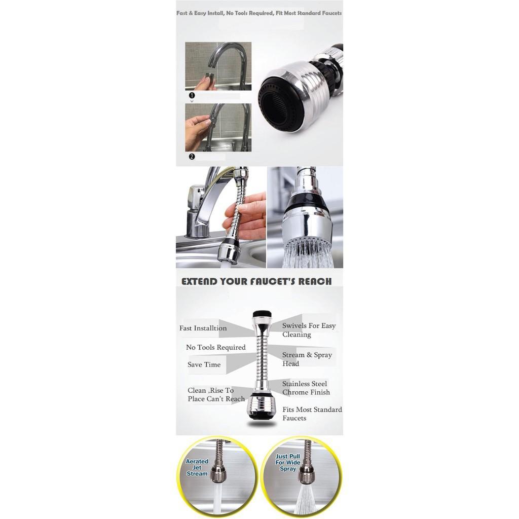 Vòi nước inox tiện dụng xoay 360 độ